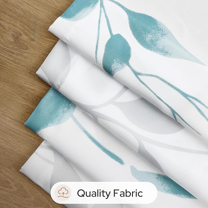 HOMEIDEAS Non-See-Through Teal and White Privacy Sheer Curtains 52 X 84 Inch - Image 7