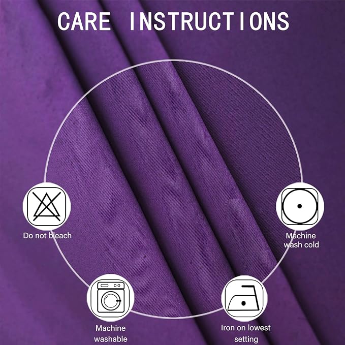LEMOMO Blackout Curtains 52 x 90 Inch Long Purple Curtains Set of 2 Panels Room - Image 4