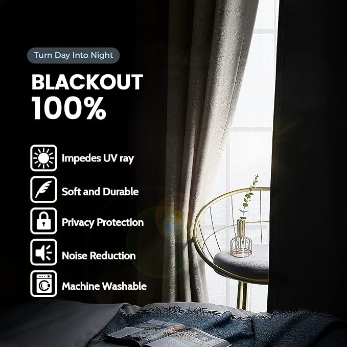 SimpleHome 100% Blackout Curtains - Image 2
