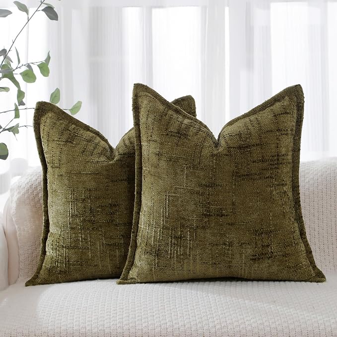 HPUK Fall Chenille Soft Throw Pillow Covers 18x18 Set of 2, Accent Cushion by HPUK