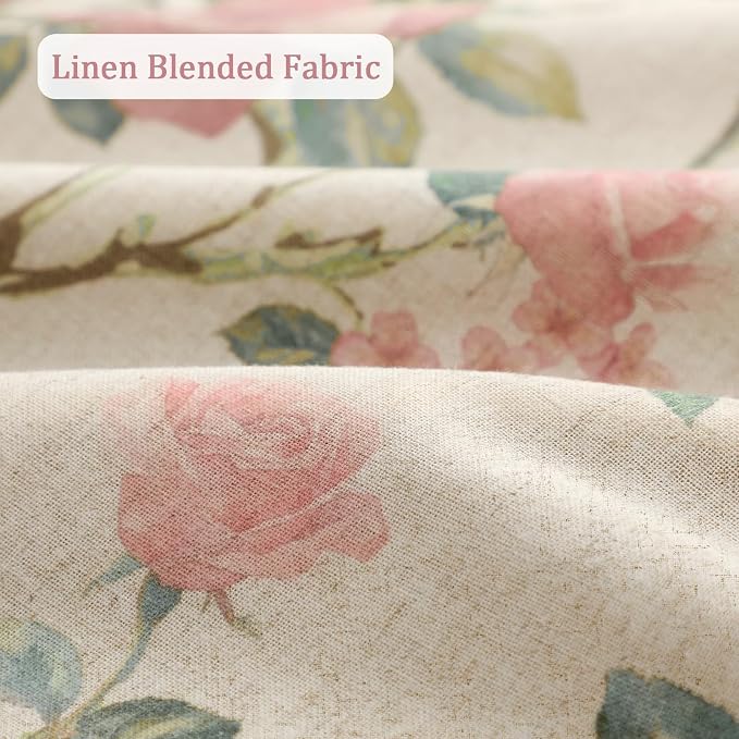 Vintage Floral Blackout Curtains 84 Inch, 2 Panels Spring Linen Texture - Image 5