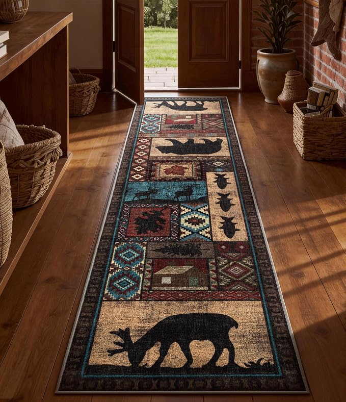 Rustic Cabin Runner Rug 2x8 Indoor Door Mat - Image 4