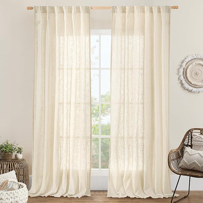 LAMIT Natural Linen Curtains 108 Inch by LAMIT