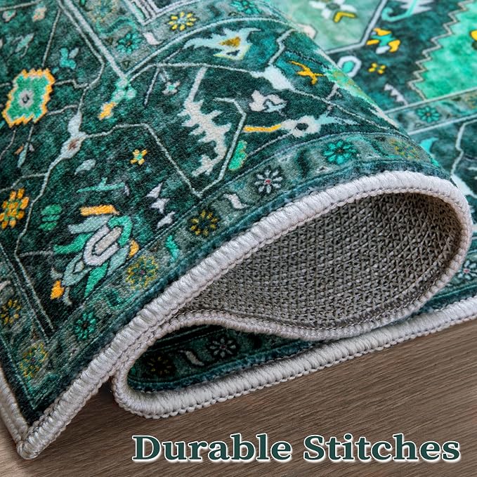 SERISSA Boho Area Rug 5x7 Teal, Washable Large Rugs - Image 7