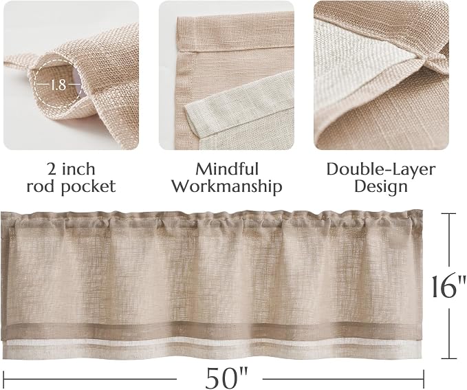 jinchan Farmhouse Linen Valance - Image 4