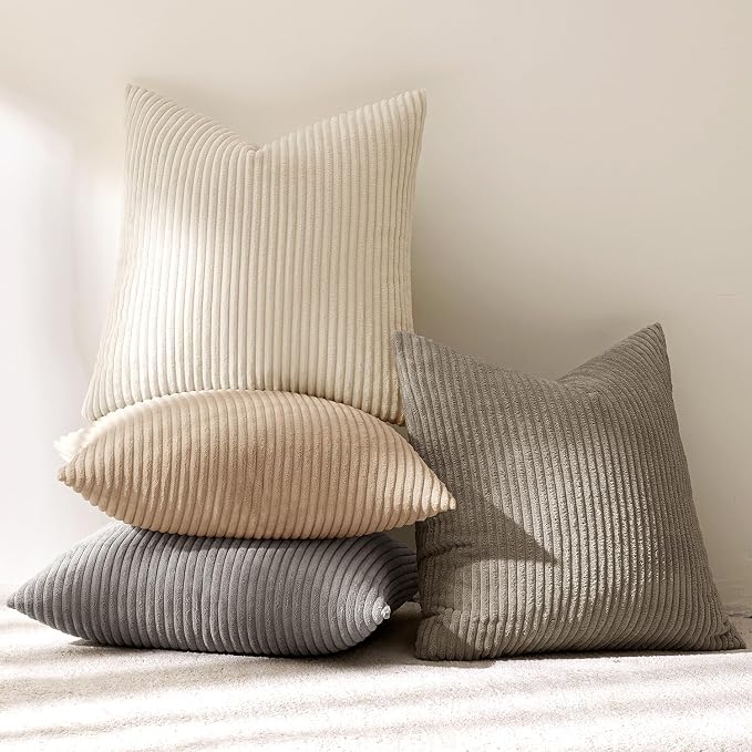MIULEE Boho Farmhouse Neutral Cream Throw Pillow Covers 18x18 Inch Set of 4 - Image 6