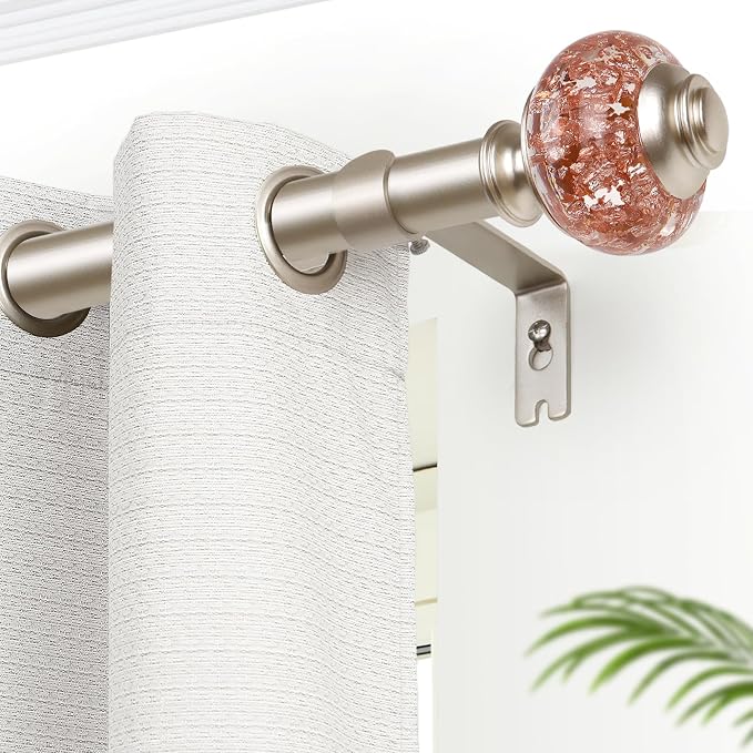 Curtain Rods for Windows 48 to 84 Inch, USFOOK 7/8 Inch Rose Gold Curtain Rod - Image 2