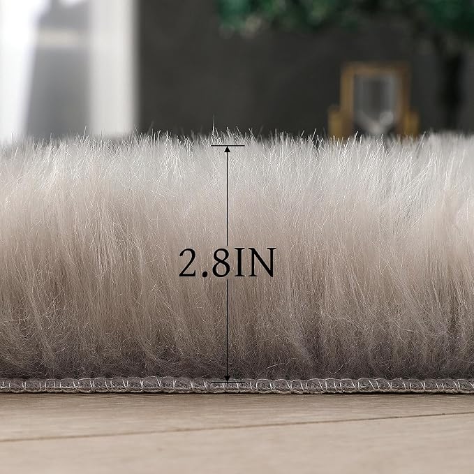 linmopm Faux Fur Sheepskin Rug, 2x6 ft Runner | Shag Fluffy Fuzzy, High-Density - Image 2