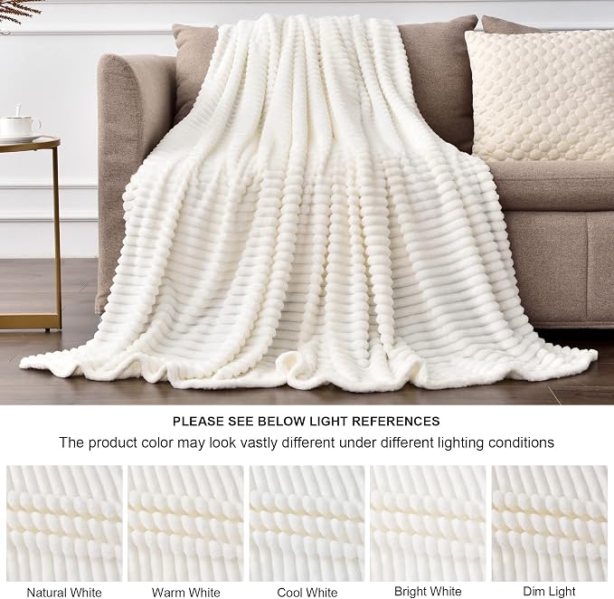 BEDELITE Fleece Blanket King Size – 3D Ribbed Jacquard Soft and Warm Decorative - Image 3