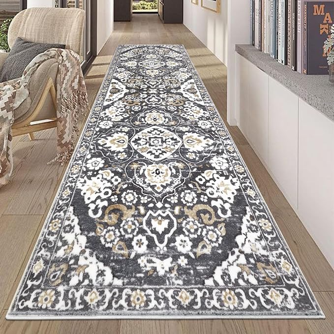 HEBE Hallway Runner Rug 2'8''x8' Washable Vintage Distressed Area Rugs Non Slip by HEBE