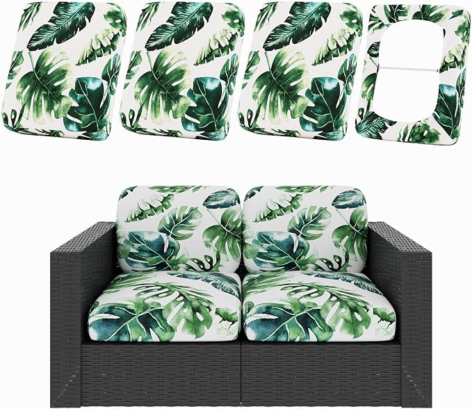hyha 4Pcs Patio Cushion Covers, Stretch Outdoor Couch Cushion Covers, Washable by hyha