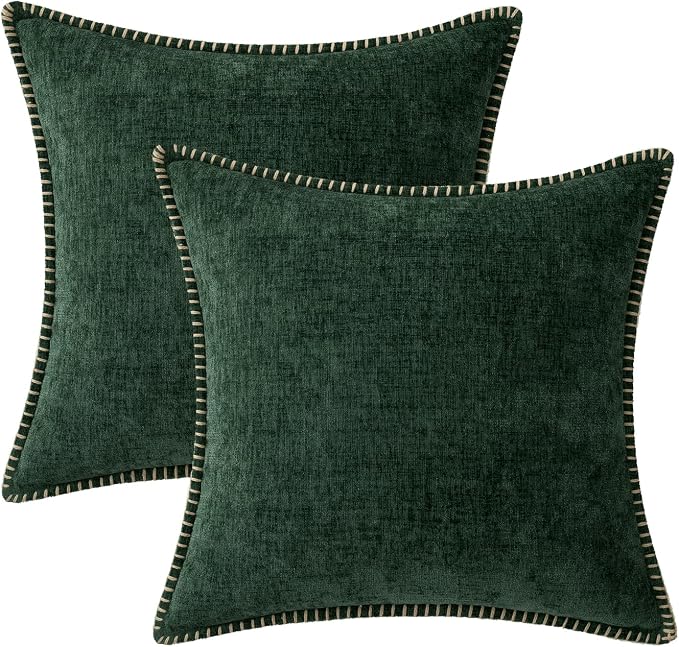 MIULEE Pack of 2 Christmas Pillow Covers 20x20 Inch Dark Green Farmhouse - Image 9