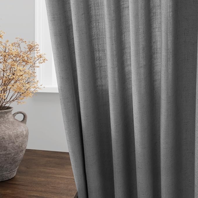 Dark Grey Linen Curtains 96 Inches Long - Image 4