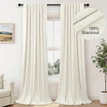 100 Inch Curtains Blackout for Bedroom Cooling Black Out Large Window Linen by Pitalk