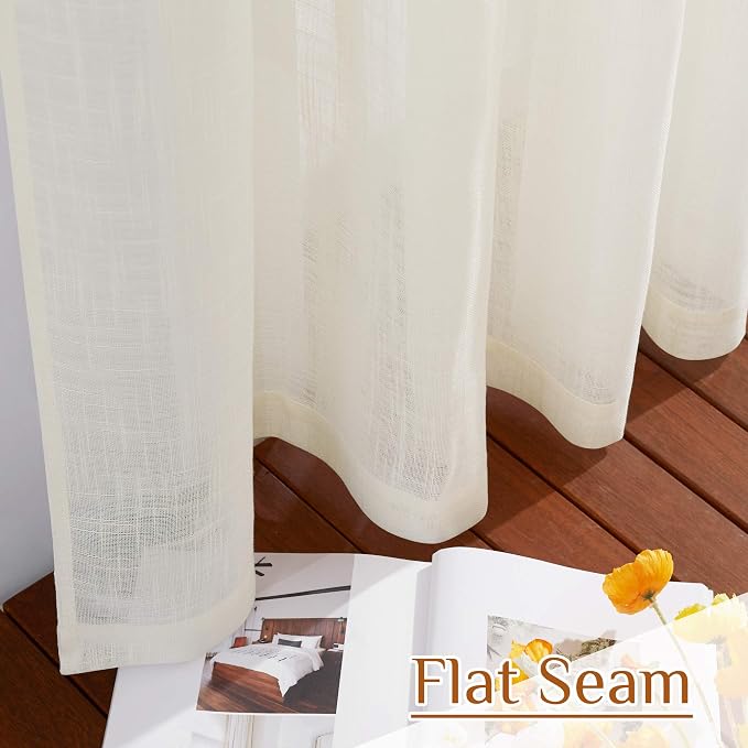 NICETOW Semi Sheer Linen Curtains - Image 8