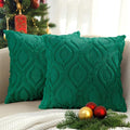 decorUhome Throw Pillow Covers 16x16 Inch Set of 2, Soft Plush Faux Wool Green by decorUhome
