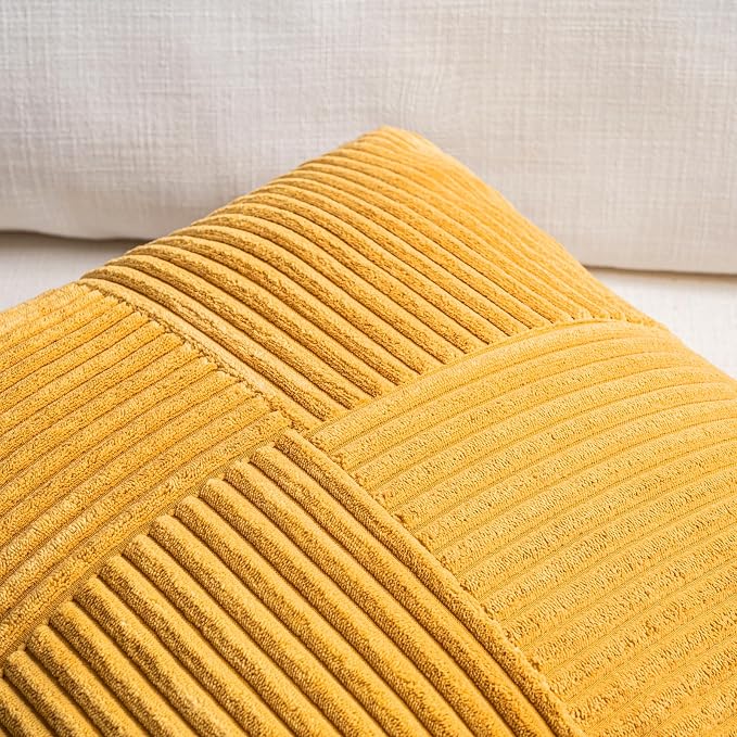 Fancy Homi 2 Packs Gold Yellow Euro Decorative Throw Pillow Covers 26x26 Inch - Image 3