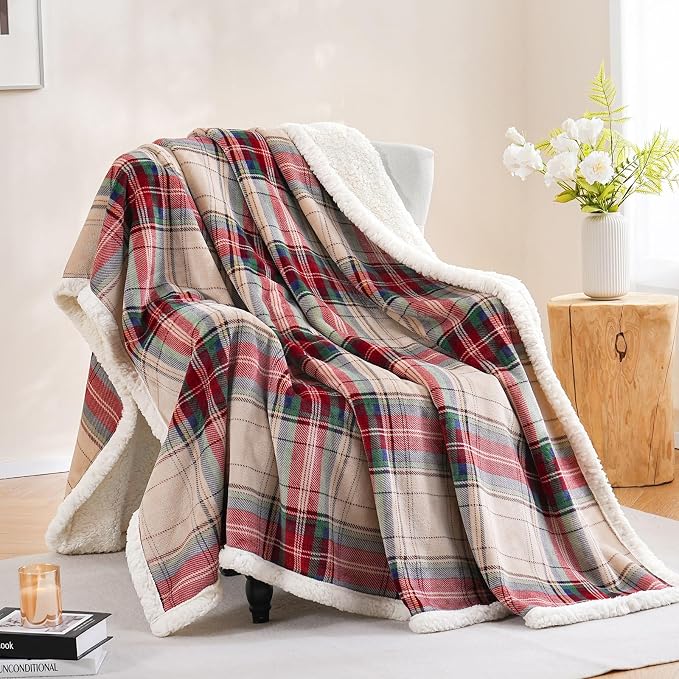PU MEI Sherpa Fleece Throw Blanket 60" x 80" Reversible Plush Fluffy Large Big by HOME