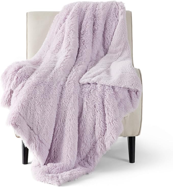 Bedsure GentleSoft Fluffy Lavender Purple Throw Blanket, Soft Cozy Fuzzy Plush by BEDSURE