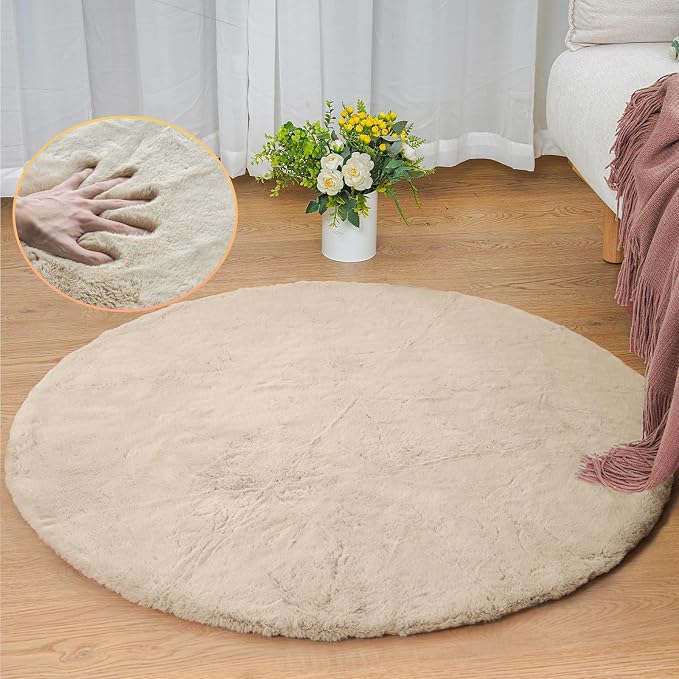 ORINOVA Camel Plush Shag Faux Rabbit Washable Fuzzy Fur Rugs by ORINOVA