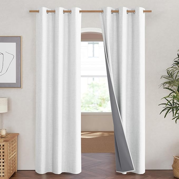 NICETOWN 100% Absolutely Blackout Linen Curtains - Image 2