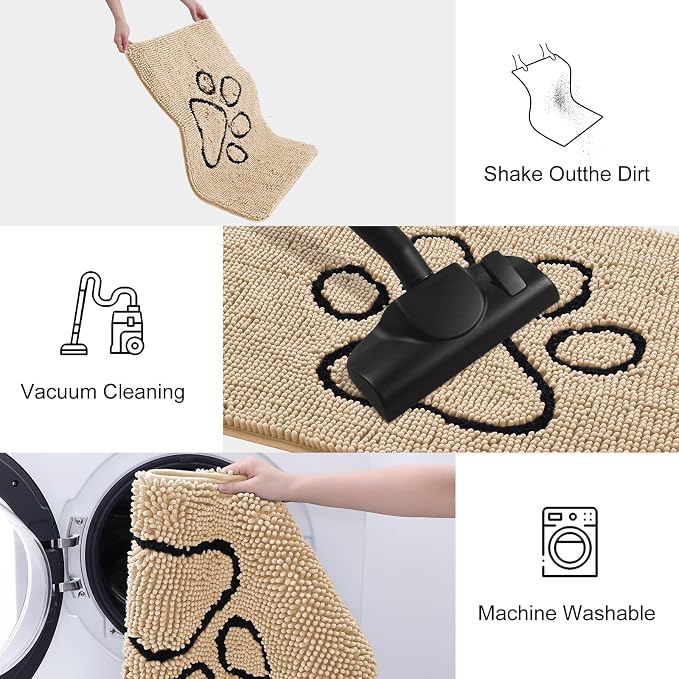 Smiry Dog Door Mat for Muddy Paws, Absorbent Dirt Trapper Non Slip Quick Dry - Image 6