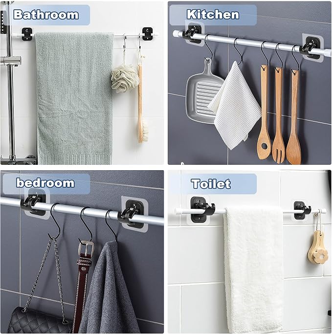 Codoule 2PCS No Drill Curtain Rod Brackets Drilling Self Adhesive Holder Hooks - Image 5