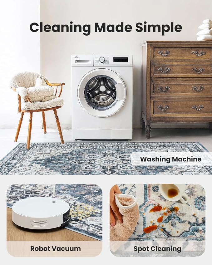 AMADA HOMEFURNISHING 2x5 Washable Runner Rug, Low-Profile Kitchen Rugs - Image 3