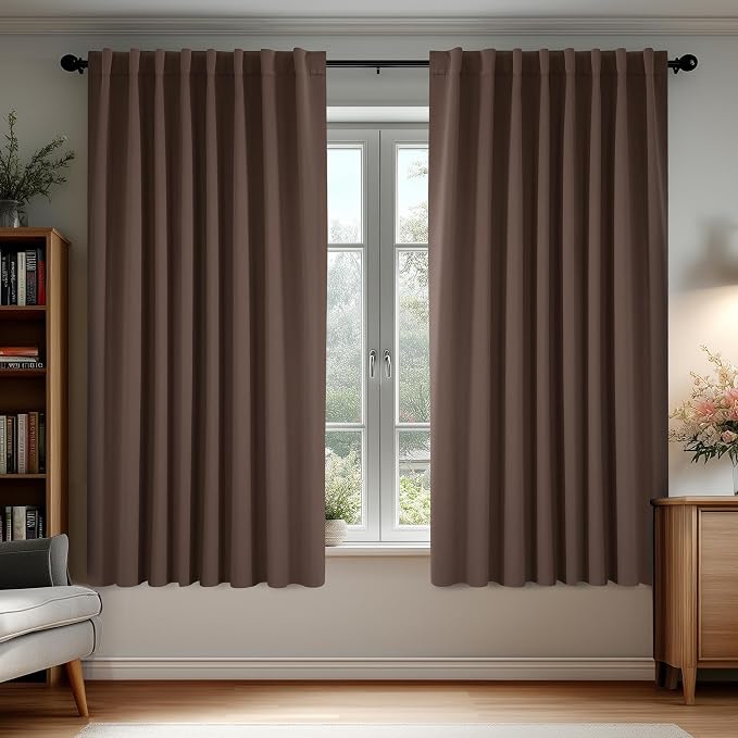 Deconovo Blackout Curtains, Thermal Insulated, W70 x L63 2 Panels, Back Tab by Deconovo