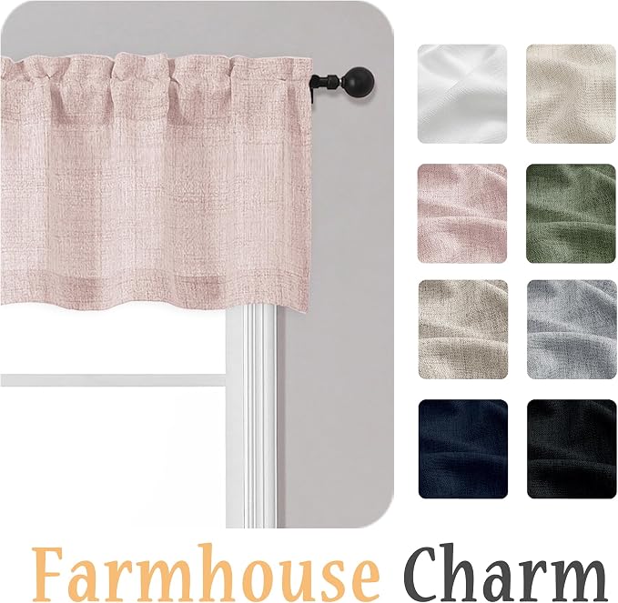 OWENIE Blush Pink Valances for Windows 1 Pcs 22 Inch Length, Light Filtering - Image 8