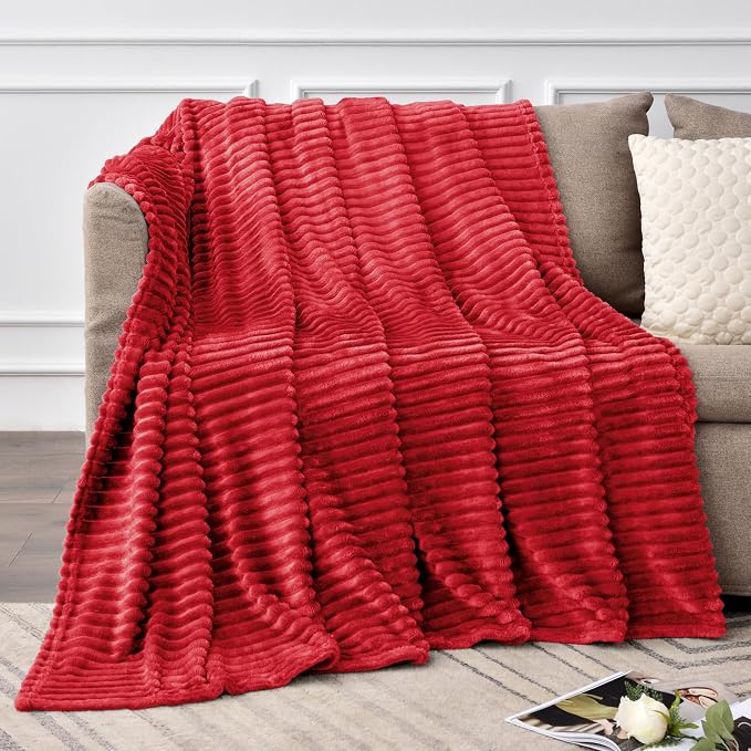 BEDELITE Fleece Blanket Twin Size – 3D Ribbed Jacquard Soft and Warm Decorative - Image 2