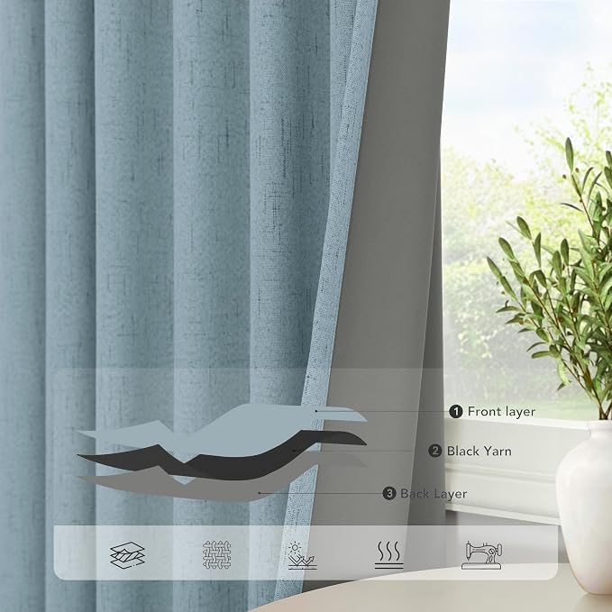Light Blue Room Darkening Curtains - Image 4