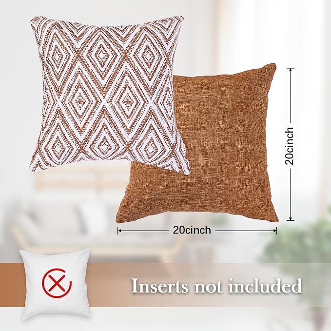 HPUK Decorative Throw Pillow Covers Set of 4 Geometric Design Linen Cushion - Image 3