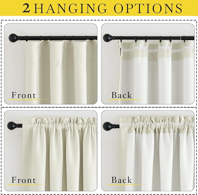 NICETOWN Thick Faux Linen Bedroom Curtains 108 inches Long, Room Darkening Dual - Image 3