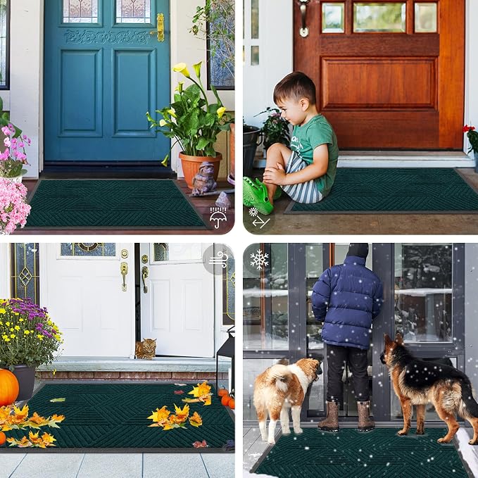Smiry Front Door Mat Outside Entrance, Heavy Duty Sturdy Natural Rubber Doormat - Image 7