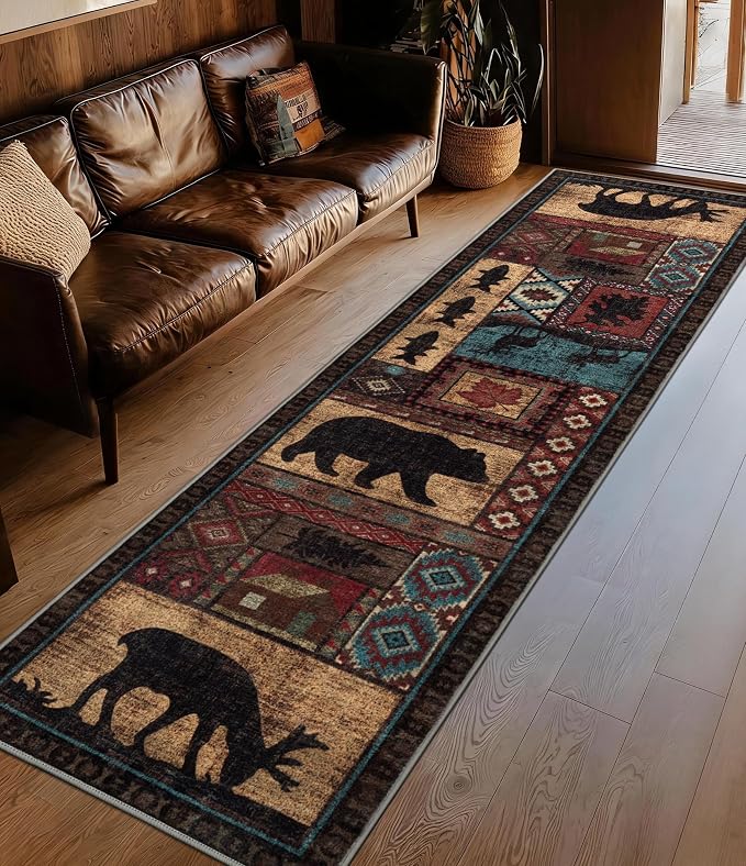 Rustic Cabin Runner Rug 2x8 Indoor Door Mat by YIHOUSE
