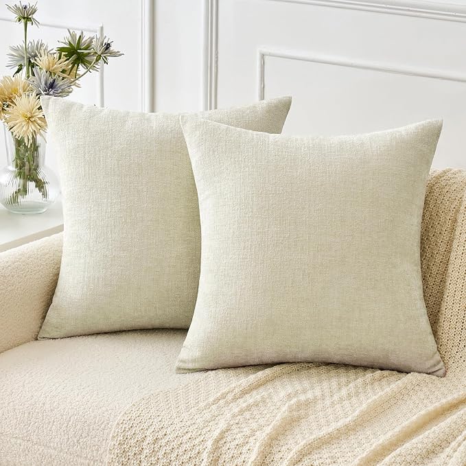 MIULEE Pack of 2 Cream Throw Pillow Covers 20x20 Inch Soft Polyester Pillow by MIULEE