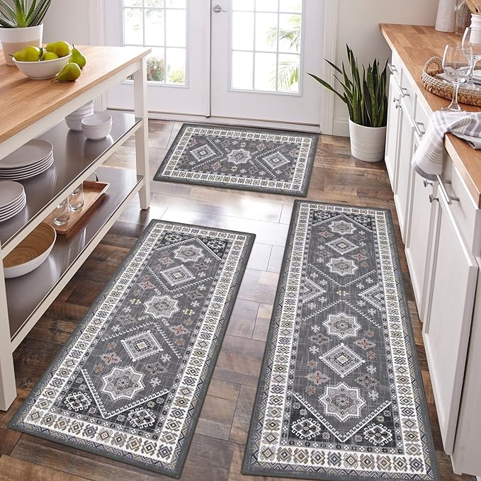 HEBE Boho Kitchen Rug Sets 3 Piece by HEBE
