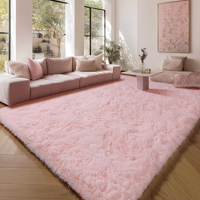 ONASAR Pink Area Rugs for Living Room Girls Bedroom, 5x8 Fluffy Bedside Throw by ONASAR