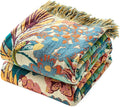 MSGKV Boho Throw Blanket for Couch 50"x60" 100% Cotton Vine Embroidery Blanket by MSGKVHomeTextiles
