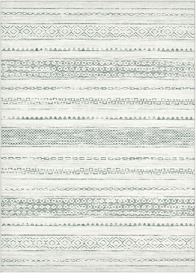Nakagishi Green Rug Living Room Rugs: 7x9 Washable Boho Large Neutral Soft - Image 2