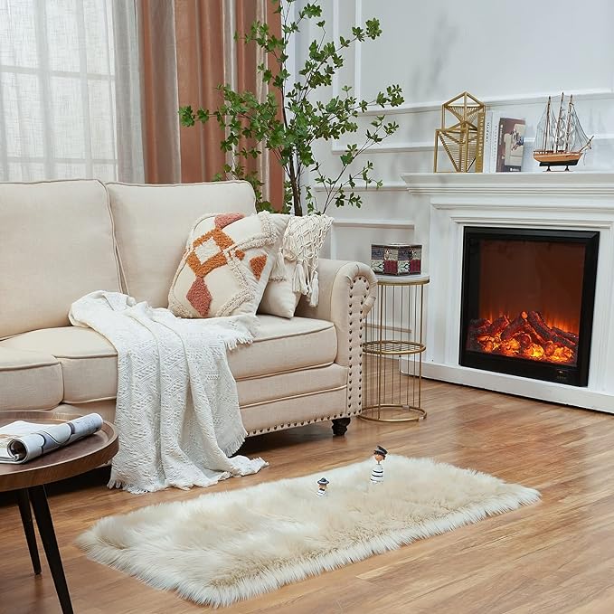 EasyJoy Ultra Soft Fluffy Shaggy Area Rug Faux Fur Rug Chair Cover Seat Pad by EasyJoy