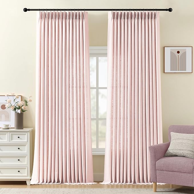IVAPUPU Light Pink Pinch Pleated Curtains 96 Inches Long by IVAPUPU