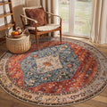 SERISSA Boho Round Area Rug, 4ft Washable Non-Slip Circle Rug, Ultra Soft by SERISSAHomeDecorCollection