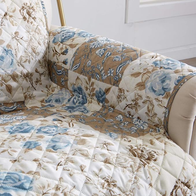 Great Bay Home Reversible Floral Patchwork Loveseat Furniture Protector - Image 4
