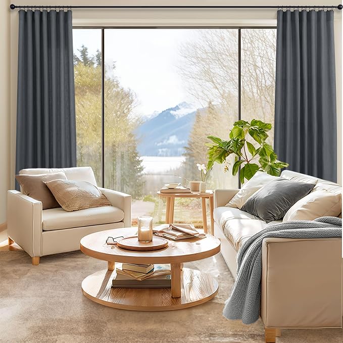 Dark Grey Curtains 84 Inch Length 2 Panels Set - Image 6