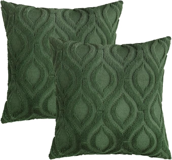 decorUhome Throw Pillow Covers 24x24 Inch Set of 2, Soft Plush Faux Wool Forest - Image 9