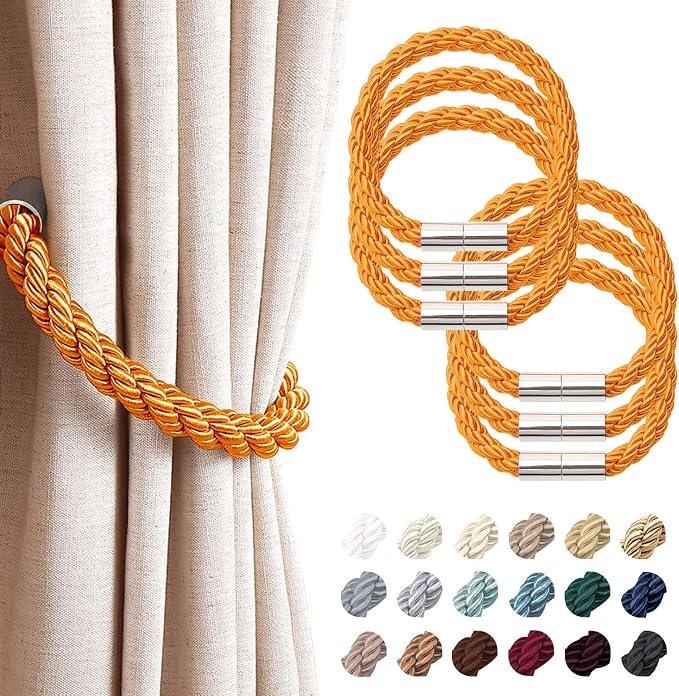 NICEEC 6 Pack Strong Magnetic Curtain Tiebacks Modern Simple Style Drape Tie by NICEEC