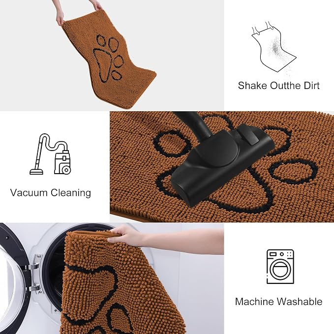 Smiry Dog Door Mat for Muddy Paws, Absorbent Dirt Trapper Non Slip Quick Dry - Image 6