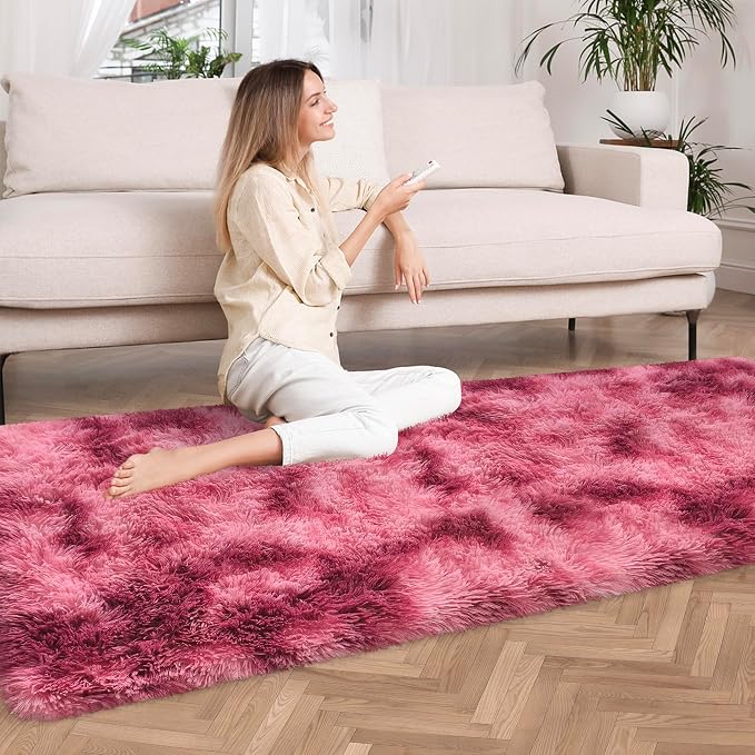 Tie-Dyed Red 2x6 Machine Washable Runner Rugs - Image 2